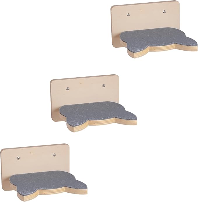 Solid Wood Wall Mounted Cat Steps, Cat Wall Furniture Shelves Stairs Perch(Black)