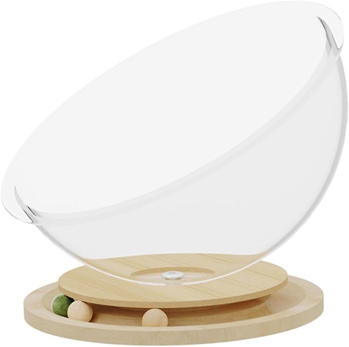 Space Capsule Cat Bed Small Pets Bed Toy All Seasons with Track Balls Toy Sleeping Nest Transparnt Cat House for Kitty Kitten, L