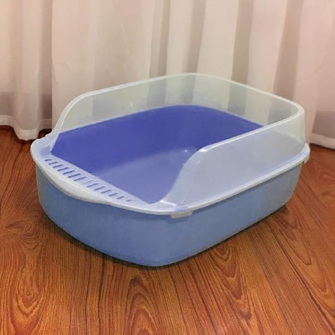 Semi-Closed Large Size Cat Litter Box Thickened Anti-Splash Toilet Litter Pet Supplies Litter Box (Blue)