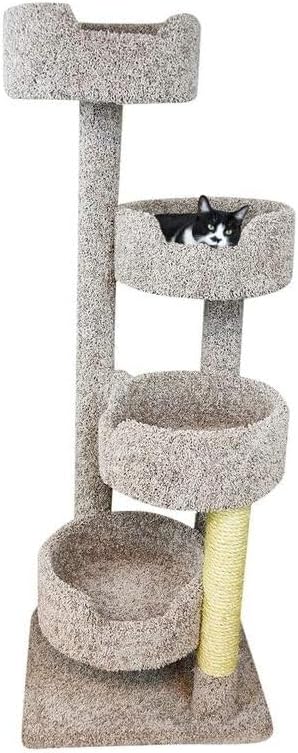 HomeStock Cat Tower Large Multi-LevelCarpeted Cat Tree with Scratching PostsCat Furniture for Indoor Cats Earth Tone