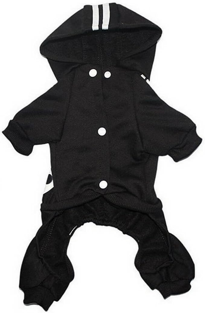 Cute Dog Hoodie Sweater Pajamas Tracksuit Coat Jacket Winter Clothes Clothing Jumpsuit 4-Legs Black for Cat Puppy Small Medium Big All Type Dogs (Small)