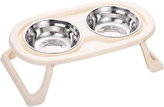 1pcs Foldable Stainless Steel Food Cat Bowls Dog Bowl(White)