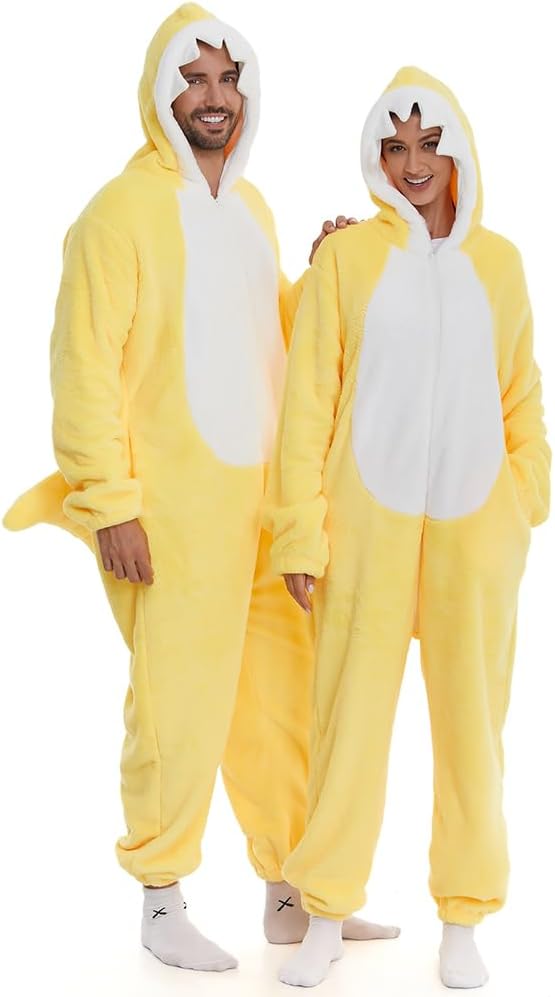 HSCTEK Fuzzy Teddy Fleece Adult Onesies Pajamas - Teen Long Sleeve Zip Up Hooded Blanket Sleep - One Piece Costume