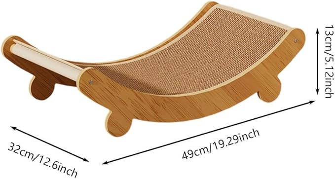 2-in-1 Cat Scratch Chair, Elevated Bed, Hammock Beach Chair Lounger, Wooden Cat Furniture, Cats Lounger with Sisal Mat, Hammocks, Cats Beds Pet Bed Mat (Coffee_19x12Inch)