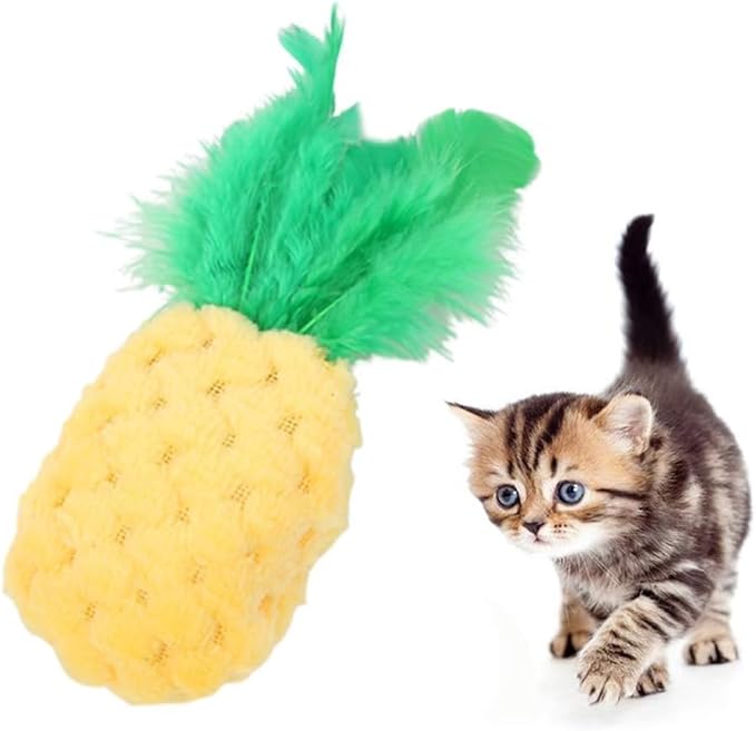 Yellow Pineapple Catnip Toy - Chew and Dental Cat Toys with Catnip, for Kittens, Adult Cats, Interactive Play and Stress Relief
