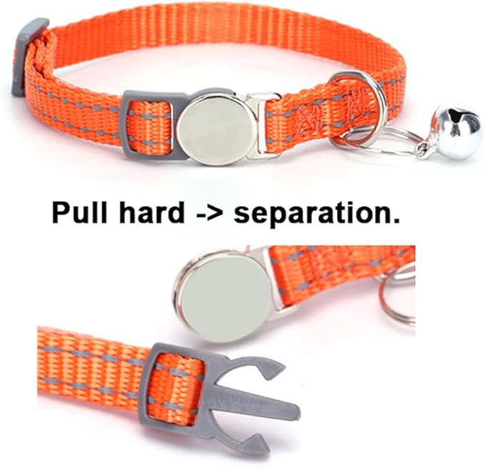 Reflective Cat Collar with Bell, Safety Soft Nylon Breakaway Kitten Collar with Bells, Tiny Puppy Collars for Xs Small Dogs, Neck 7-11 Inch Dark Purple