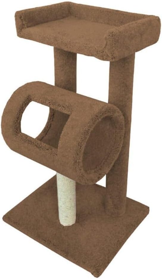 Maykoosh Artisanal Abode Spacious Cat Tree Perch for Large Cats, Durable Carpet Upholstered Cat Play Tower, Sturdy Wood Construction Brown