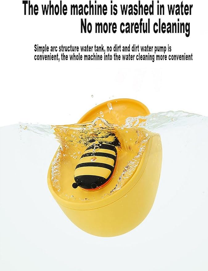 70oZ(2L) Water Fountain for Cats with Candy-Shaped Spout, 4-Layer Filter, Silent Pump, and Anti-Slip Base - Enhance Your Cat's Drinking Experience! (bee-Yellow)