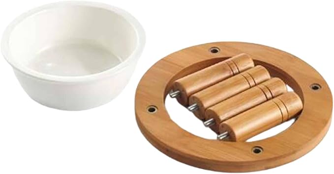 Elevated Cat Bowl Ceramic Bowl Feeder Bamboo Wood Stand Whisker Water Assembly Suitable for Indoor Feeding Pet Owne, 16.2cmx16.2cmx8.8cm