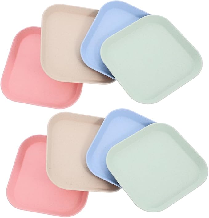 Beaupretty 8pcs Shallow Square Cat Bowls Kitten Food Dishes Set Small Size Multi-Color for Indoor Feeding and Watering