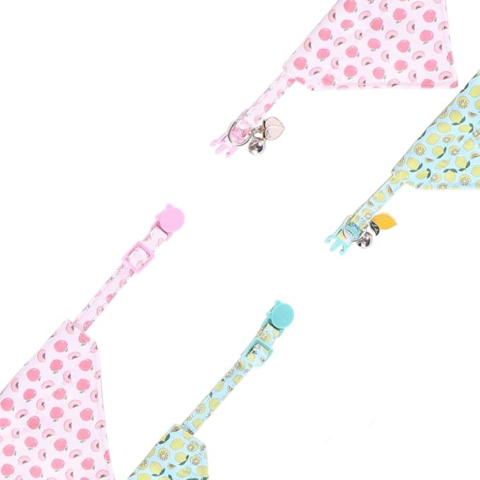 Cat Collar Breakaway with Cute Bandana and Bell Fruits Accessories for Kitty Adjustable Safety