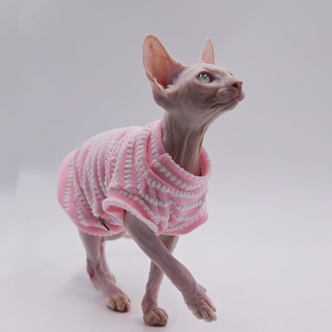 Sphynx Cat Summer Pure Cotton Skin-friendly Clothes for Small Cats (PINK, XX-Large)