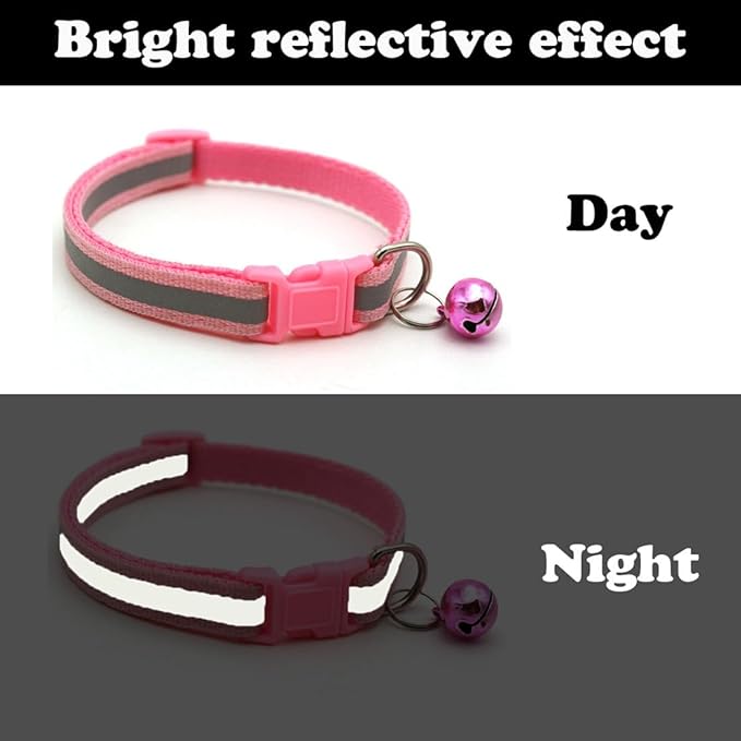 Small Dog Collar with Bell, 2-Pack Basic & Reflective Kitten Collar with Bells for XXS Xs Small Pet Dogs Boy Tiny Cat Girls Animal, Light Blue Neck 7-12 inch