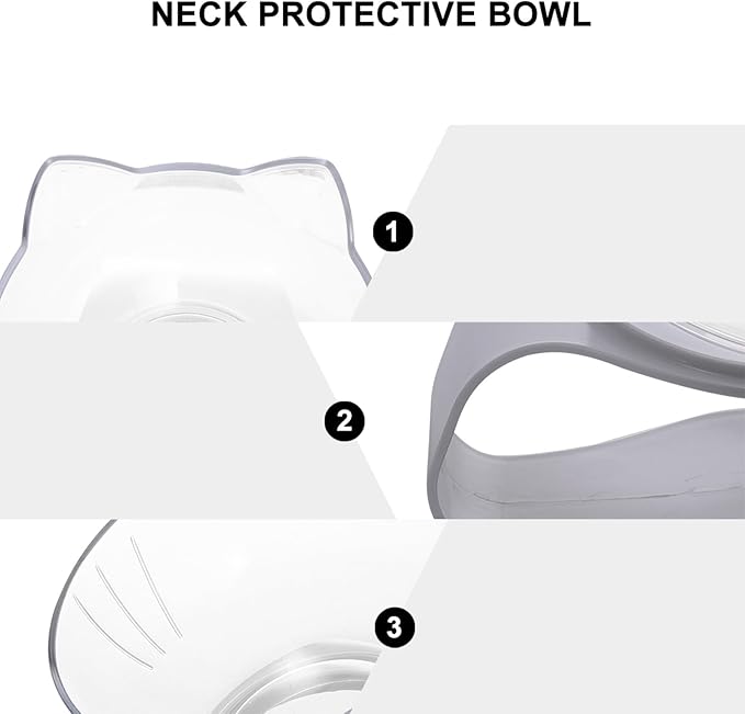 Alipis Tilted Plastic Cat Feeding Bowl Neck Guard, Whisker-Friendly Single Pet Food Bowl for Home Use