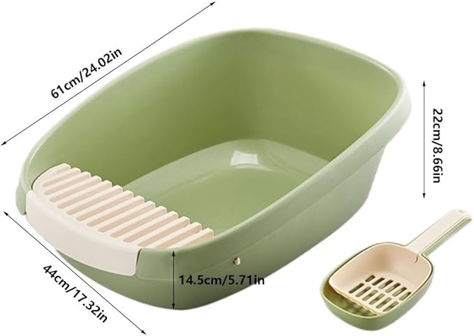 Pet Supplies, Enclosed Cat Litter Box for Large Cats, High Sided XL with Scoop(White,Large)