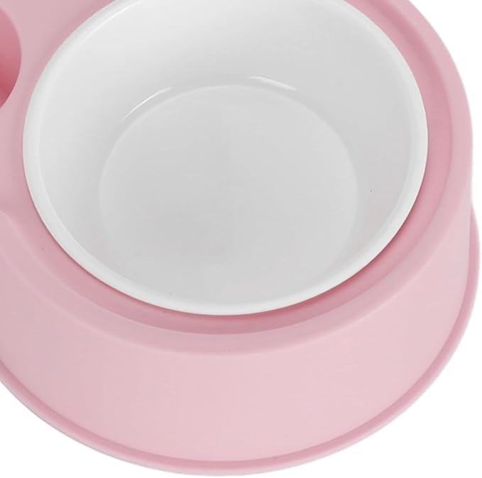 Double Pet Bowl Set, Non - Slip Stable 2-in-1 Food & Water Bowl with Automatic Water Dispenser Bottle, Feeding Station for Cats, Small Dogs and Mini Pets (Pink)