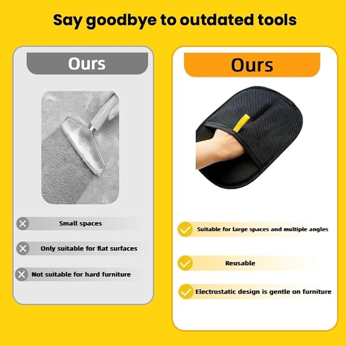 Pet Hair Removal Glove for Cats & Dogs, Pet Hair Removal Glove,Reusable Electrostatic Hair Remover Grooming Glove Brush Tool for Furniture Bed,Sheets,Couch,Clothes Carpet,Car Seat-2 Pcs