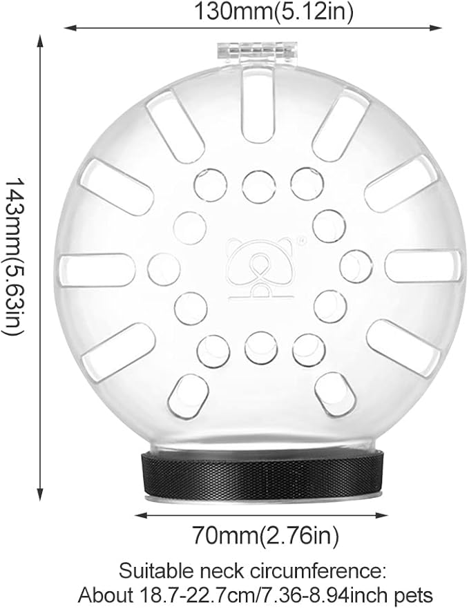 Cat Muzzle with Breathable Hood, Transparent Anti-Bite Astronaut-Style Face Cat Mask Hood for Grooming & Bathing, Trimming Nails, Prevent from Small Dog Cats Biting and Chewing, for Neck 7.36-8.94''