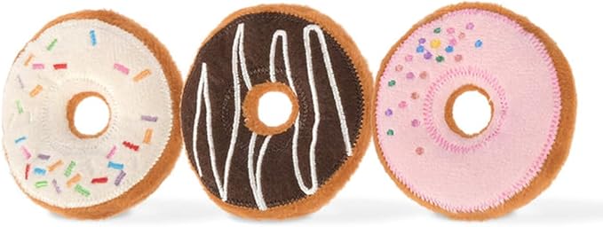 P.L.A.Y. PET Lifestyle and You Feline Frenzy Kitty Kreme Doughnuts Plush Squeaky CAT Toy