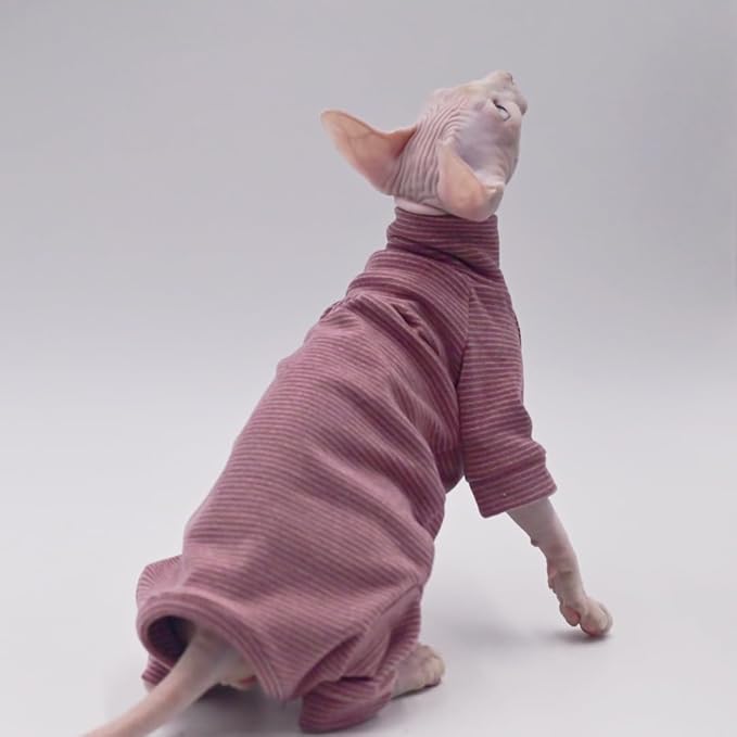 Hairless Cat Clothes Four-Legged Velvet Warm Soft Autumn and Winter Cat Apparel for Sphynx, Devon Rex, Cornish (Small)
