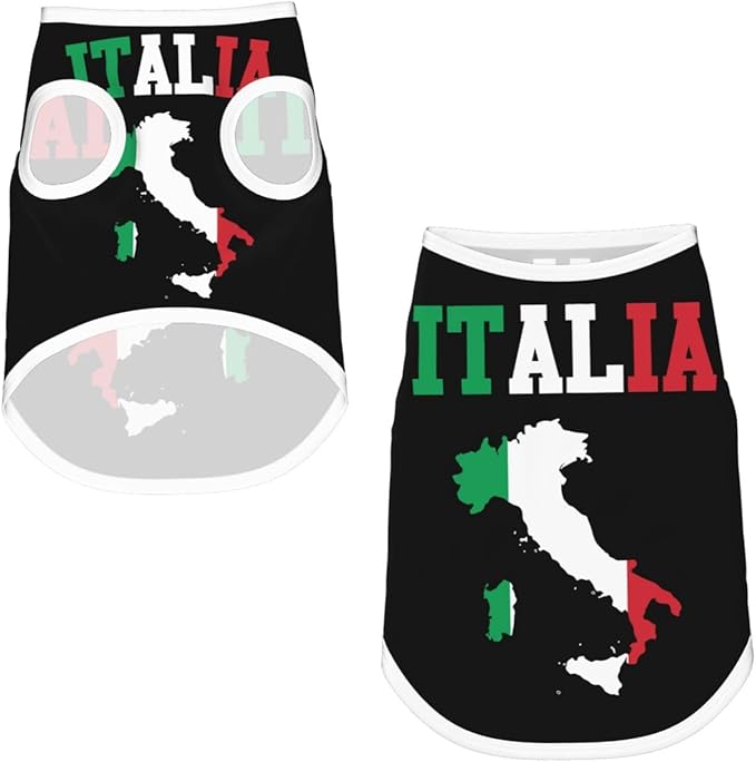 Italia Flag Italy Italian Italiano Map Dog Shirts Sleeveless Puppy Cotton T-Shirts Breathable Dog Clothes Pet Apparel Tank Top Pullover Doggy Cozy Canine Wear for Small Dogs Cats Black Medium