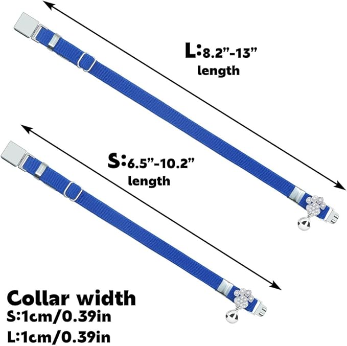 Personalized Safety Elastic Cat Collars with Bell,Laser Customized Stretch Kitten Collars for Girls Boys Cats-Royal Blue