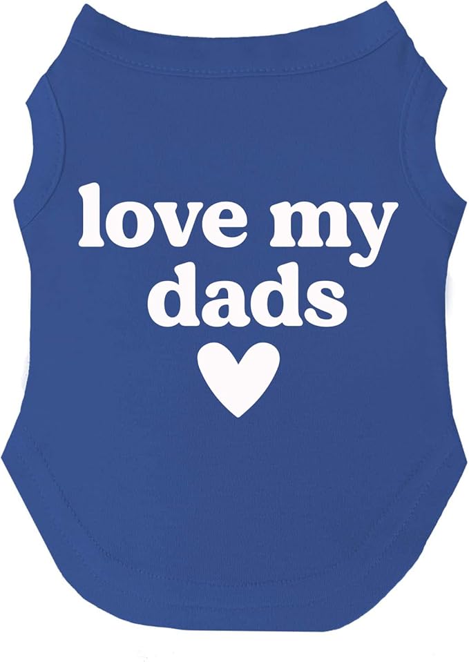 Love My Dads (Two) Dog Tee Shirt | Sleeveless | Sizes for All Ages and Breeds | Pride Day | LGBTQ+ | Rainbow | Parade |Royal Blue, 5X-Large 739