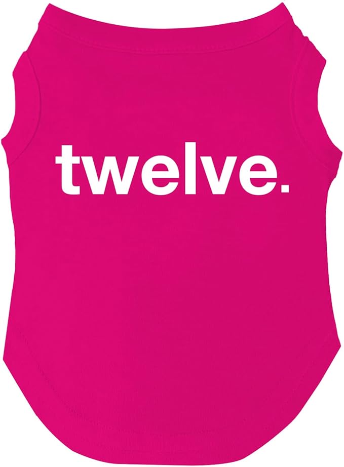 Twelve 12th Birthday Dog Tee Shirt | Sleeveless | Pawty | Party Theme | Celebration Supplies | Photoshoot (Hot Pink, X-Large 1036)