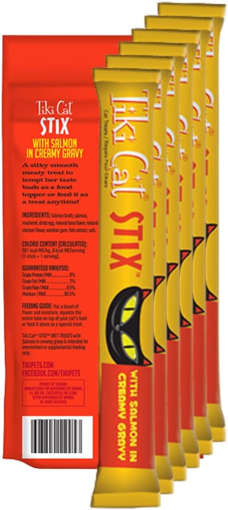 Tiki Stix Wet Mousse Single Serve Lickable Treats | All 6 Flavors | 36 Stix in Total | Bundle with Toy and Booklet