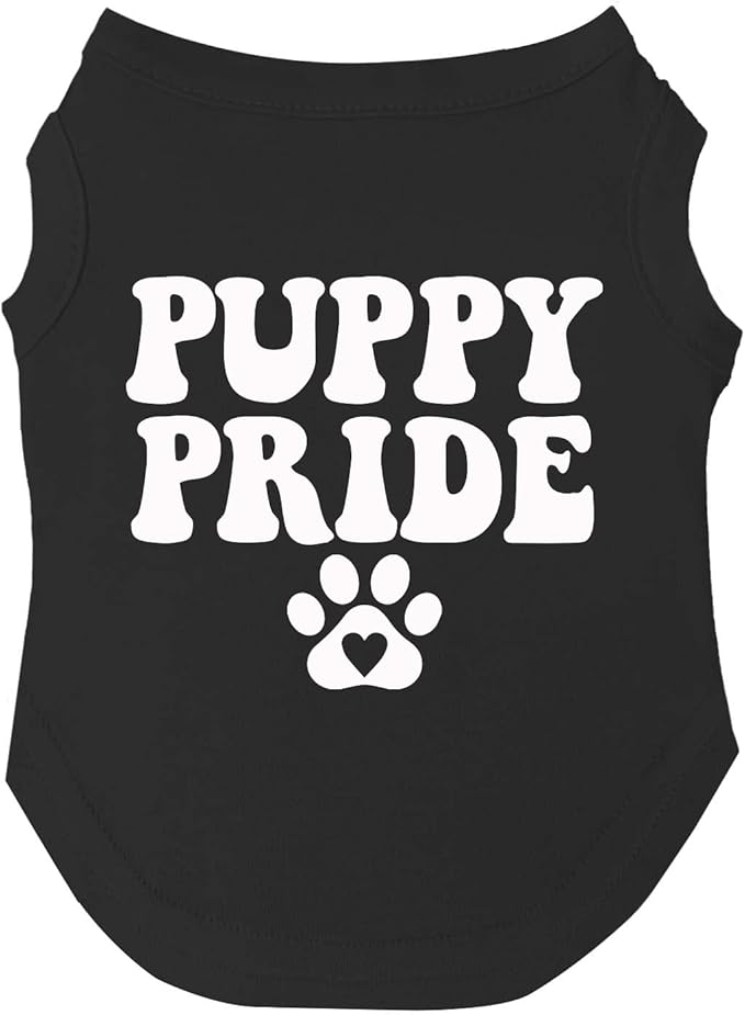 Puppy Pride Dog Tee Shirt | Sleeveless | Sizes for All Ages and Breeds | Pride Day | LGBTQ+ | Rainbow | Parade |Black, 3X-Large 740