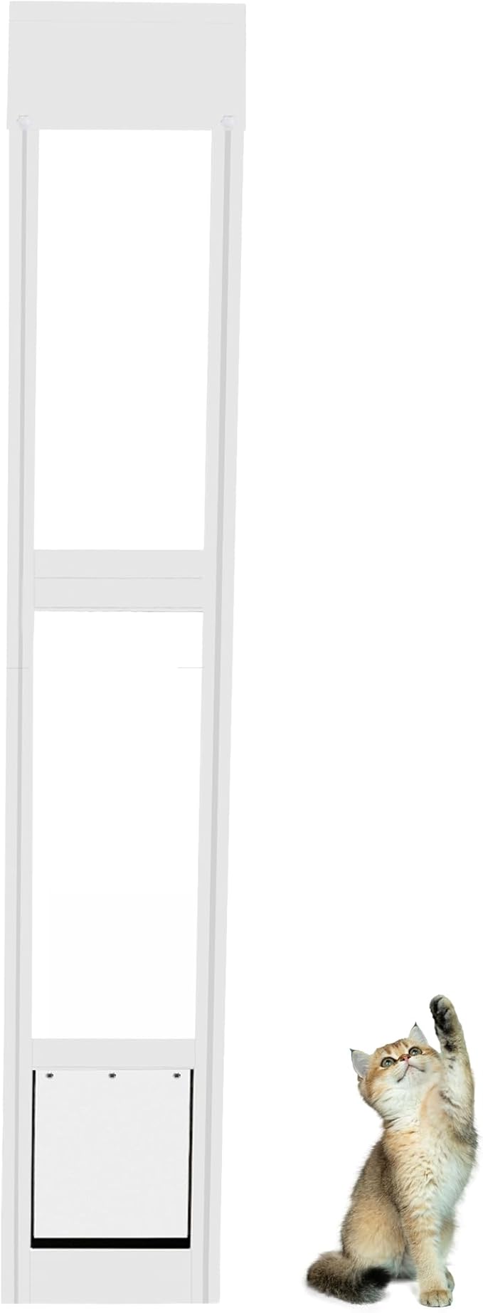 Cat Dog Door Insert for Sliding Patio Door - Sliding Glass Cat Door with Lockable Weather Proof Panel - Adjustable Height 76.38" to 81.1"