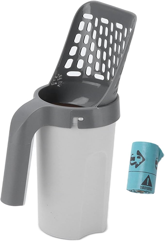 Focket Cat Litter Scooper, Deep Shovel with Trap Door Design for MessFree Cleaning, Litter Scooper with Integrated Waste Container Holder for Pet Owners