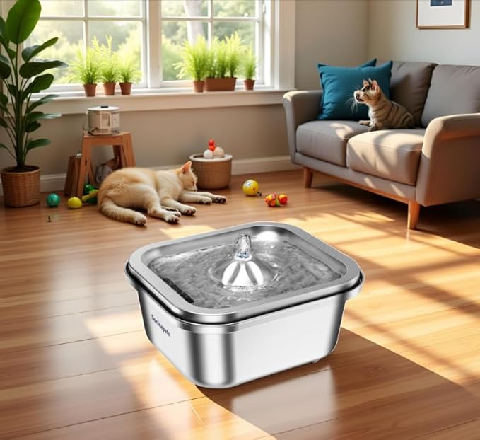 Cat Water Fountain Stainless Steel, Automatic Pet Drinking Fountain Water Bowl Indoor Pet Feeding Watering Supplies