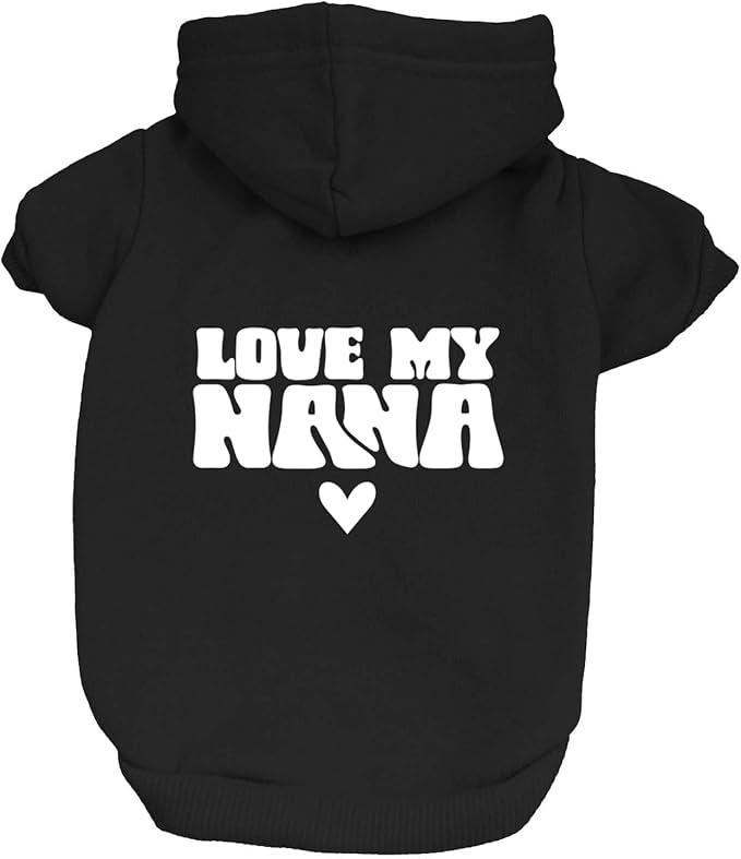 Love My Nana Dog Hoodie | Fleece Lined |Leash Hole|%%|Black, Small 1344