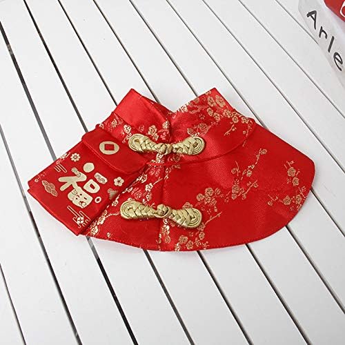 Cat Clothes,New Year's Cloak Dog Clothes Red Pet Cheongsam Cloak Clothes for Cats Small Dogs Puppy(Red,S)