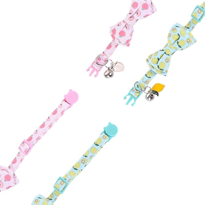 Cat Collar Breakaway with Cute Bow Tie and Bell Fruits Accessories for Kitty Adjustable Safety