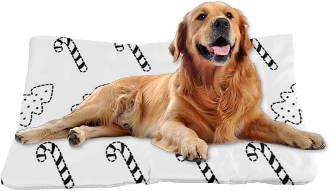 Christmas Tree Candy Cane Black Pet Mat Bed Non Slip Waterproof Bottom Warm Dog Bed Chew Proof Dog Pads Washable Backseat Mat Multi Scenario Winter Pet Supplies 24× 18 Inch