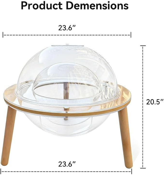 Large Cat Cave House with 360° Immersive Cat TV - 2-in-1 Cat Bed & Fish Tank, Heavy-Duty Plywood Base + 4mm Acrylic, Internal Tunnel, Indoor Cat Enrichment Furniture