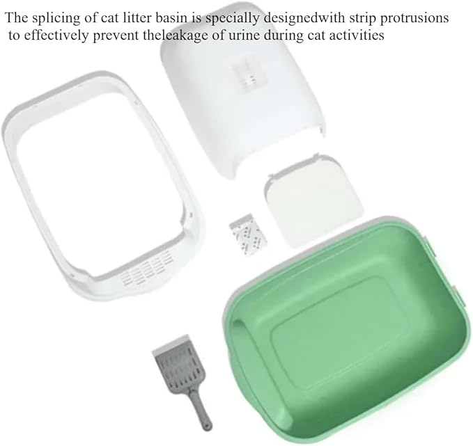 Hooded Cat Litter Box - Fully Enclosed Pet Toilet with Lid, Pink, 19.7" L X 13.8" W X 13" H - Easy Clean Handheld Design for Kitten & Cat Hygiene (Black)