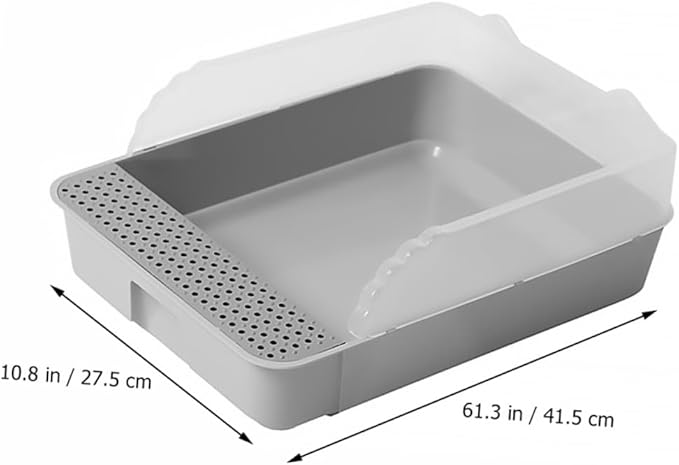 Luxshiny Detachable Small Gray Cat Litter Pan Potty with Anti-Splashing Design Plastic Half-Enclosed Cat Toilet for Kitten Housebreaking