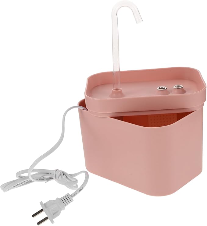 Yardwe Automatic Cat Water Fountain with Flower Shaped Outlet Mute Pump and Modern Design Pink Circulation Water Dispenser for Dogs and Cats Easy to Clean and Portable