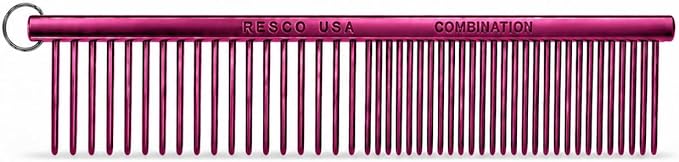 Resco Professional Anti-Static Best Dog, Cat, Pet Grooming Comb, Medium/Coarse Tooth Spacing, 1.5-Inch Pins, Candy Red