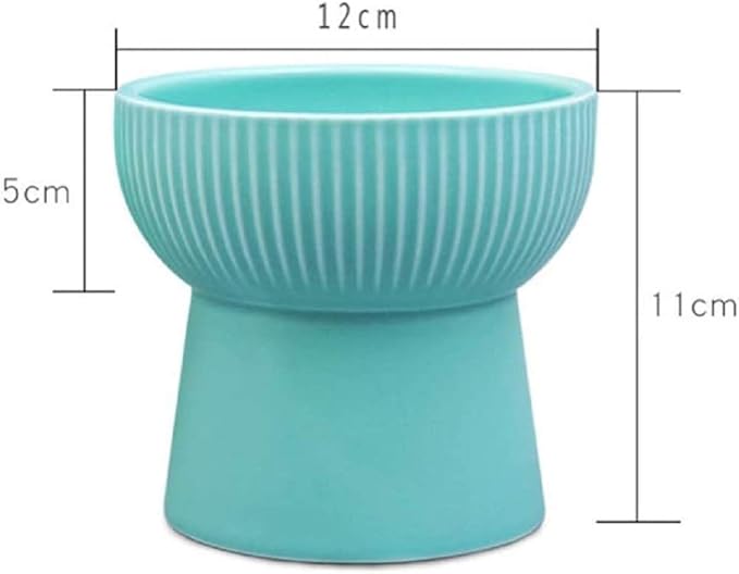 Raised Cat Food Bowl, Stress Free, Backflow Prevention, Elevated Cat Food Bowl Water Bowls with Stand, Porcelain,Dishwasher and Microwave Safe,Green