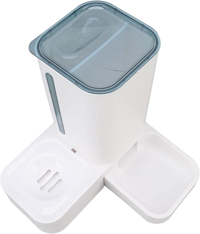 Focket Automatic Cat Feeder, 2 in 1 Gravity Design with Large Capacity 1.5L Water Bucket 2.2lb Food Bowl, Visual Level Window Indicator, Dog Feeding Station with Removable Parts for