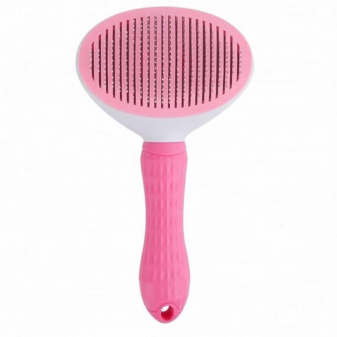Pet Comb Dogs Cats Hair Removal Brush,One-click Auto Grooming Tools Puppy Kitten Slicker Brushes for Shedding,Pet Long or Short Hair Self Cleaning Massage Tool Removes Tangles & Loose Fur(Pink)