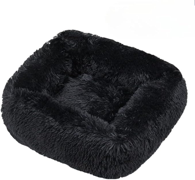 Donut Dog & Cat Bed - Soft Plush Self-Warming Cave for Cats & Small to Medium Dogs | Calming Cuddler with Improved Sleep & Comfort(Black,21.65X5.91X17.72 in)