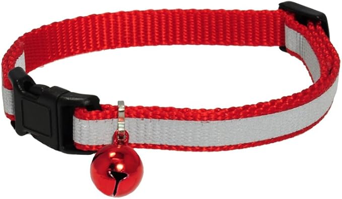Reflective Cat Collar. Safety Release Buckle. Adjustable Cat Collar (Red,)