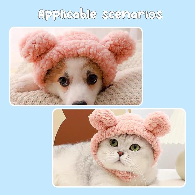 Dog Cat Hats for Cats Small Dogs Cat Costumes for Cats Pets Head Ear Covers for Dogs Pet Cap Headwear for Dog Headdress Headgear Pets Ear Muffs Noise Protection Pet Christmas Neck Warmer Headband