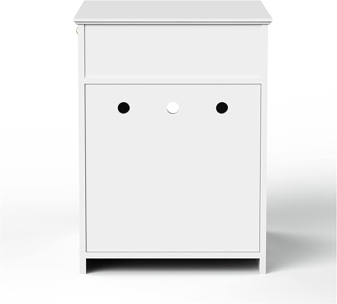 Wooden Cat Litter Box Cabinet with Drawer Hidden Pet House, Sofa Side Table, Indoor Pet Cage Storage Cabinet, Cat Hidden Cave Furniture for Living Room, Bedroom (White, 25 inches)