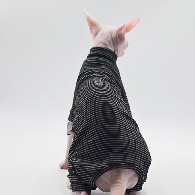 Hairless Cat Clothes, Warm and Soft, Autumn and Winter, Four-Legged Hoodie for Sphynx Cats,Devon Rex Cats, Cornish Cats (Purple, Medium)